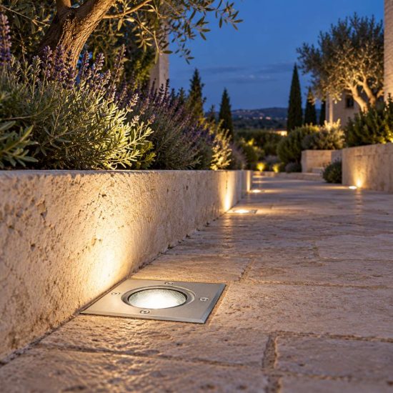 Gea luce ges260 faretto da incasso calpestabile da esterno rotondo acciaio ip67