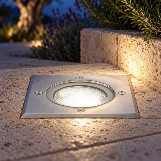 Gea luce ges260 faretto da incasso calpestabile da esterno quadrato acciaio ip67