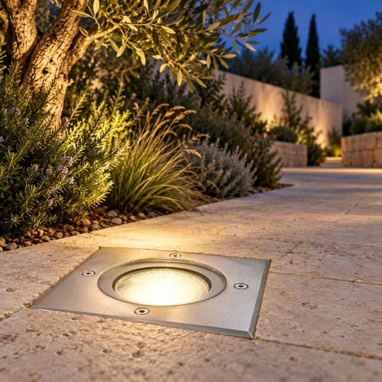 Gea luce ges260 faretto da incasso calpestabile da esterno quadrato acciaio ip67