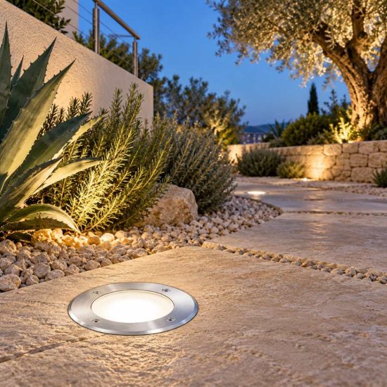 Gea luce ges272 faretto da incasso calpestabile da esterno orientabile rotondo acciaio ip67