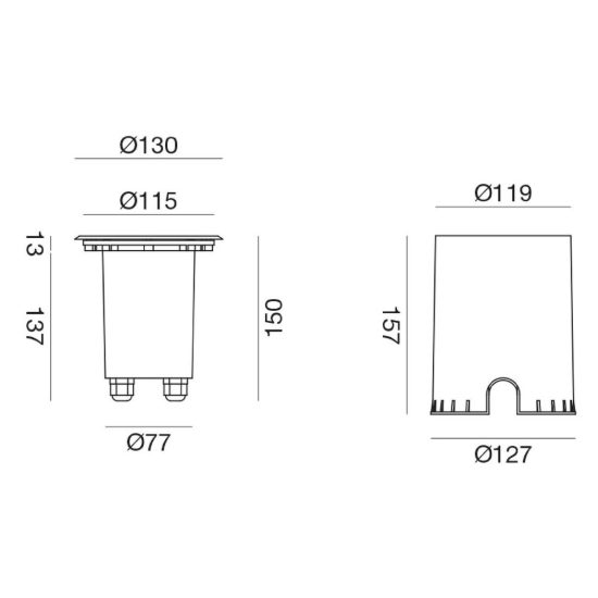 Gea luce ges272 faretto da incasso calpestabile da esterno orientabile rotondo acciaio ip67
