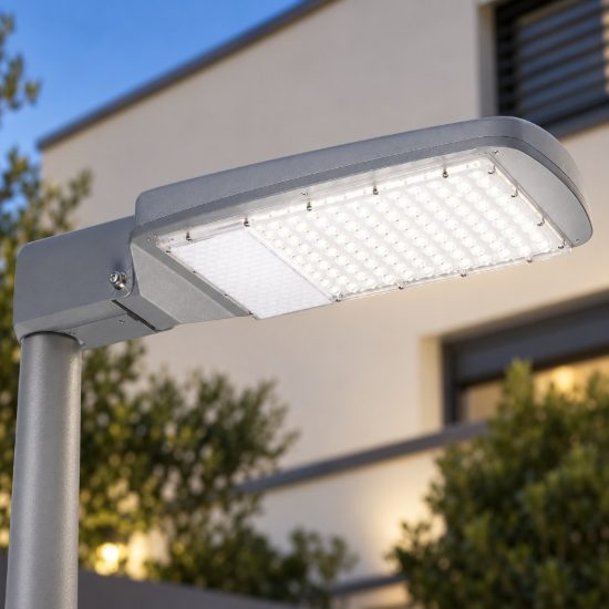 Gea luce ges580 armatura stradale da esterno grigia led 100w 4000k ip65