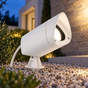 Gea luce ges740 proiettore da esterno con picchetto a cilindro con visiera bianco ip65