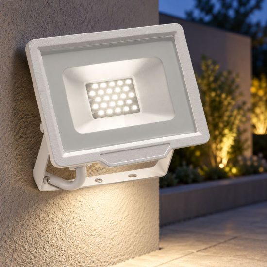 Gea luce ratri proiettore da esterno rettangolare bianco led 20w 3000k ip65
