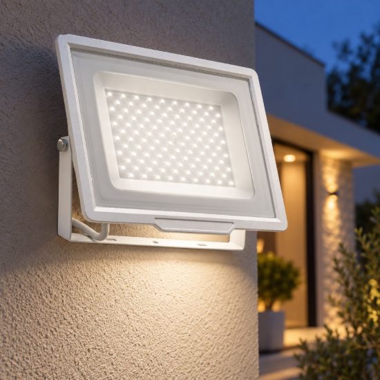 Gea luce ratri proiettore da esterno rettangolare bianco led 100w 4000k ip65