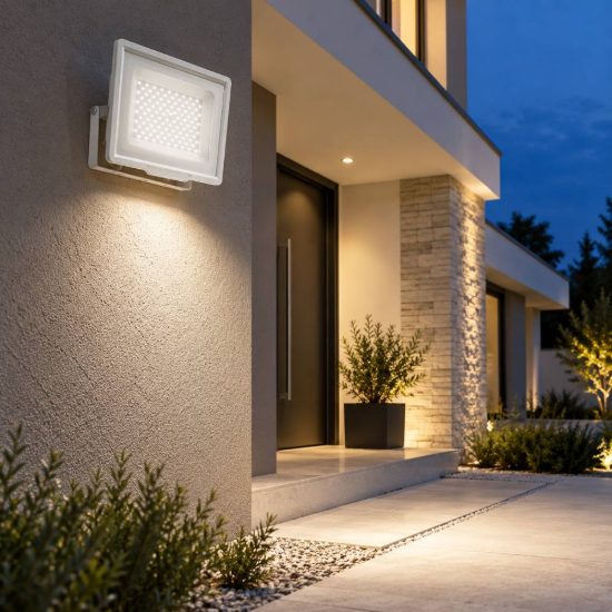 Gea luce ratri proiettore da esterno rettangolare bianco led 100w 4000k ip65