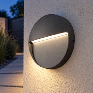 Gea luce ges983 segnapasso da esterno a parete rotondo grigio antracite led 3w 4000k ip65