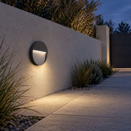 Gea luce ges983 segnapasso da esterno a parete rotondo grigio antracite led 3w 4000k ip65
