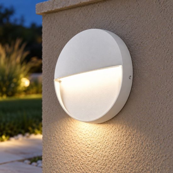 Gea luce ges983 segnapasso da esterno a parete rotondo bianco led 3w 4000k ip65
