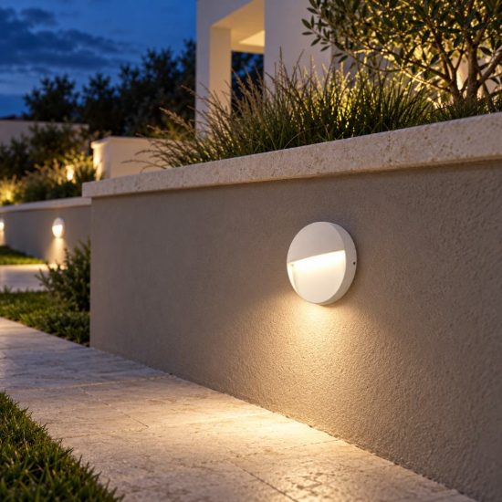 Gea luce ges983 segnapasso da esterno a parete rotondo bianco led 3w 4000k ip65