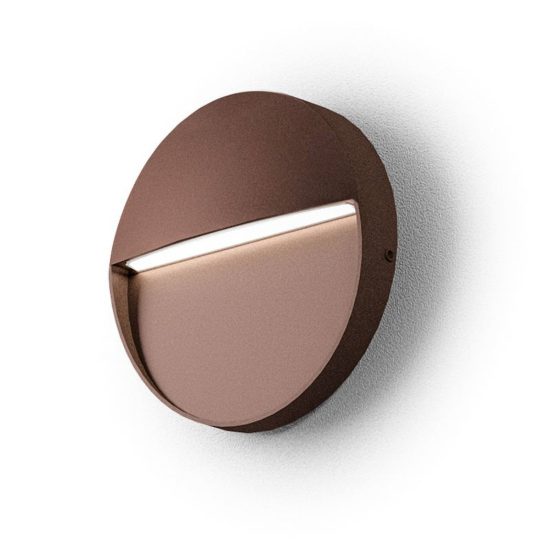 Gea luce ges983 segnapasso da esterno a parete rotondo marrone led 3w 4000k ip65