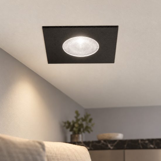 Gea luce gfa1090c faretto da incasso per cartongesso per cucina led 3w 4000k moderno quadrato nero