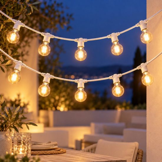 Gea luce gfib03 catena luminosa da esterno piccola 10 luci bianca ip44