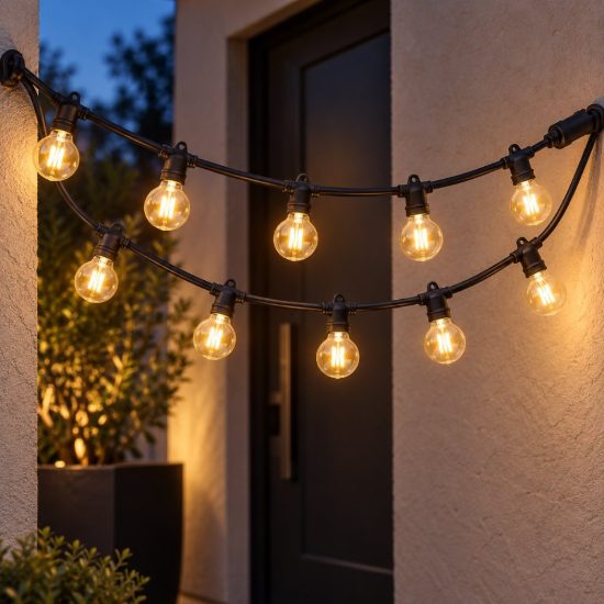 Gea luce gfib03 catena luminosa da esterno piccola 10 luci nera ip44