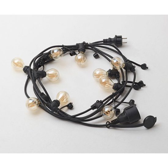 Gea luce gfib03 catena luminosa da esterno piccola 10 luci nera ip44