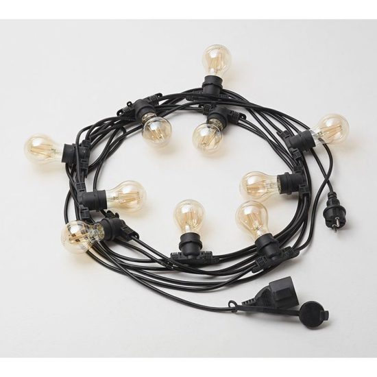 Gea luce gfib03 catena luminosa da esterno grande 10 luci nera ip44