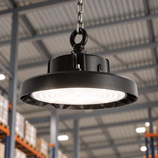 Gea luce gli020 lampadario a sospensione industriale da esterno piccolo nero led 100w 4000k ip65