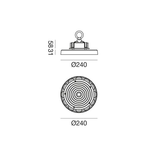 Gea luce gli020 lampadario a sospensione industriale da esterno piccolo nero led 100w 4000k ip65