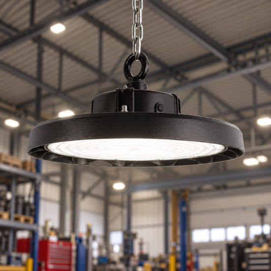 Gea luce gli020 lampadario a sospensione industriale da esterno medio nero led 150w 4000k ip65