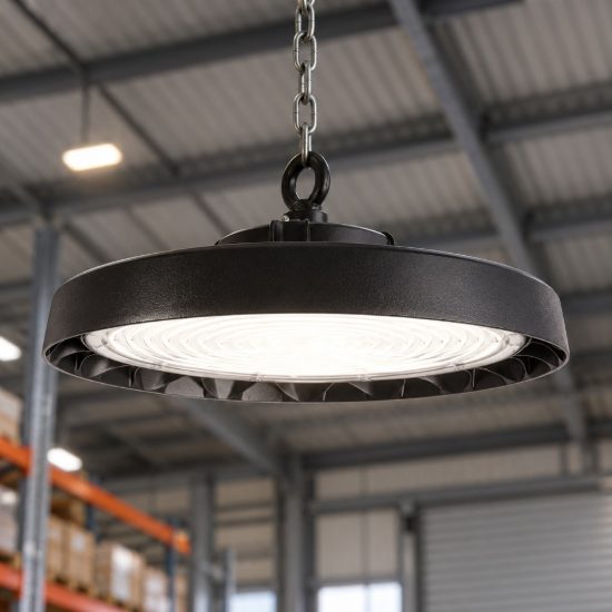 Gea luce gli020 lampadario a sospensione industriale da esterno grande nero led 200w 4000k ip65