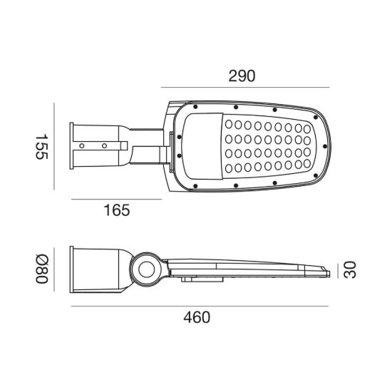 Gea luce ges2350 armatura stradale da esterno grigia led 50w 4000k ip65