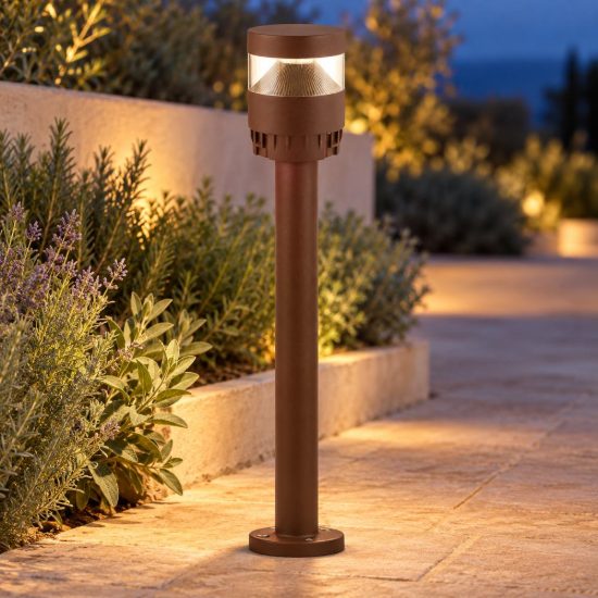 Gea luce ges2360 testapalo da giardino con copertura marrone led 12-20w cct 3000-5000k ip65
