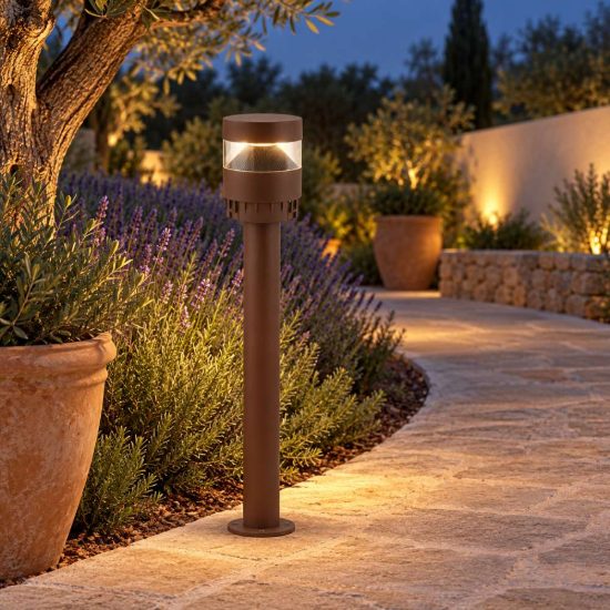Gea luce ges2360 testapalo da giardino con copertura marrone led 12-20w cct 3000-5000k ip65