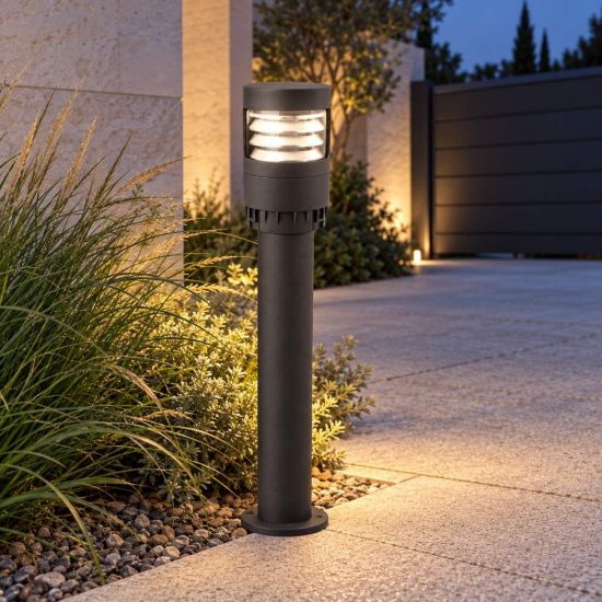 Gea luce ges2360 testapalo da giardino con feritoie antracite led 12-20w cct 3000-5000k ip65
