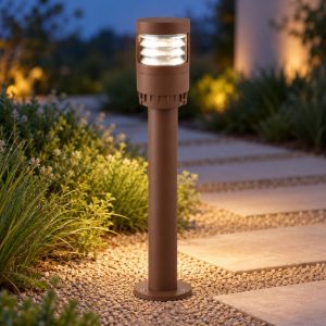 Gea luce ges2360 testapalo da giardino con feritoie marrone led 12-20w cct 3000-5000k ip65