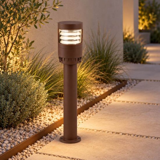Gea luce ges2360 testapalo da giardino con feritoie marrone led 12-20w cct 3000-5000k ip65