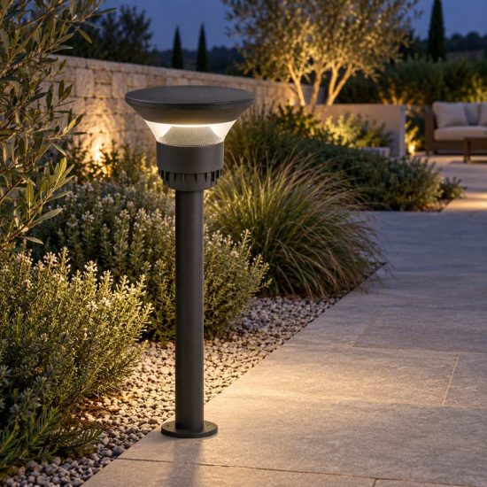 Gea luce ges2360 testapalo da giardino con cappello a disco antracite led 12-20w cct 3000-5000k ip65