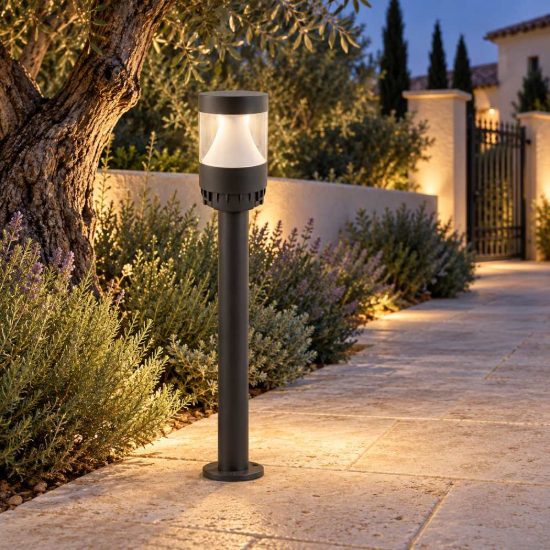 Gea luce ges2360 testapalo da giardino con fascia luminosa antracite led 12-20w cct 3000-5000k ip65