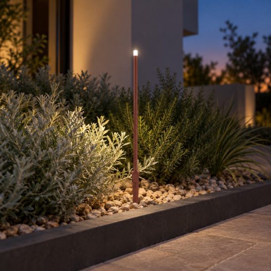 Gea luce ges2410 lampioncino da giardino paletto piccolo marrone scuro led 0,5w 3000k ip65