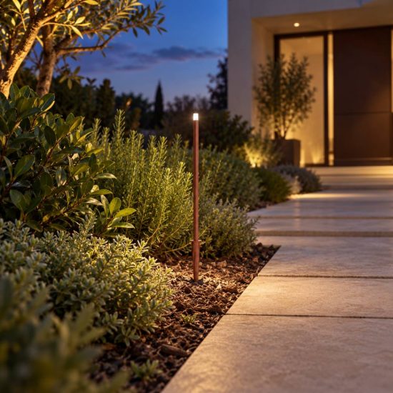 Gea luce ges2410 lampioncino da giardino paletto piccolo marrone scuro led 0,5w 4000k ip65