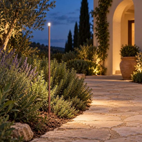 Gea luce ges2410 lampioncino da giardino paletto medio marrone scuro led 0,5w 3000k ip65
