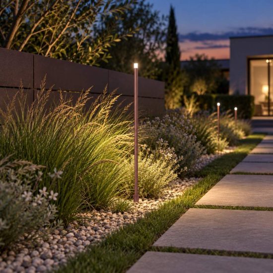 Gea luce ges2410 lampioncino da giardino paletto medio marrone scuro led 0,5w 4000k ip65