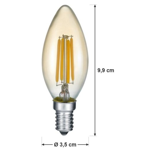Lampadina e14 led 4w a oliva a filamento 2700k fume confezione 10 pezzi