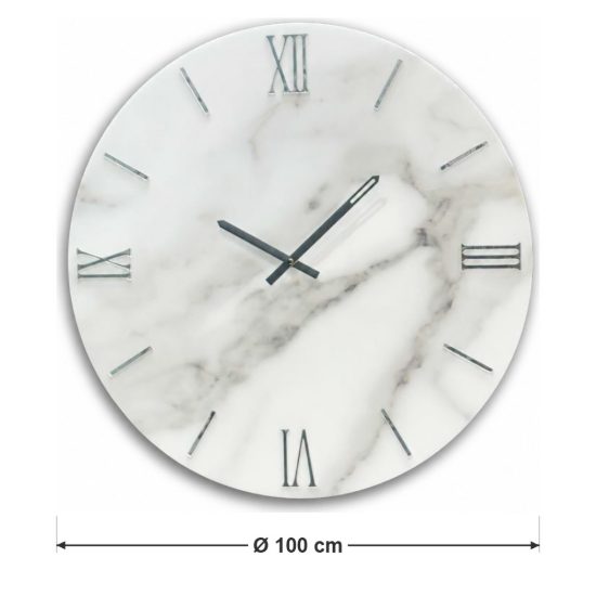 Grande orologio a parete moderno resina effetto marmorizzato chiaro 100cm