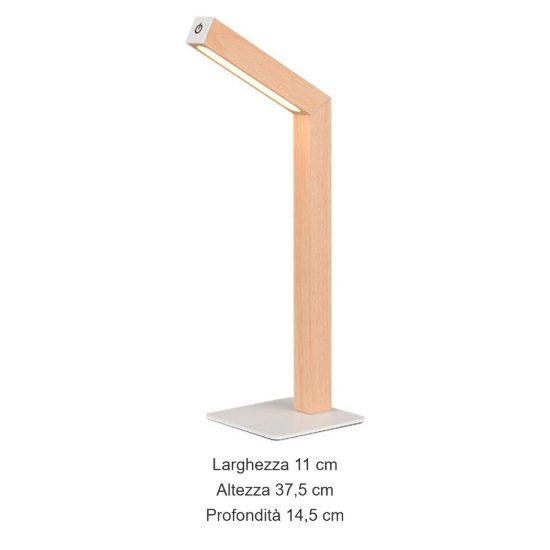 Lampada da scrivania ricaricabile led 2w 3000k touch per ufficio con testa magnetica effetto legno