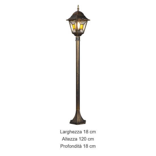 Lampione da giardino ip44 a lanterna quadrata ruggine con vetro effetto ghiaccio
