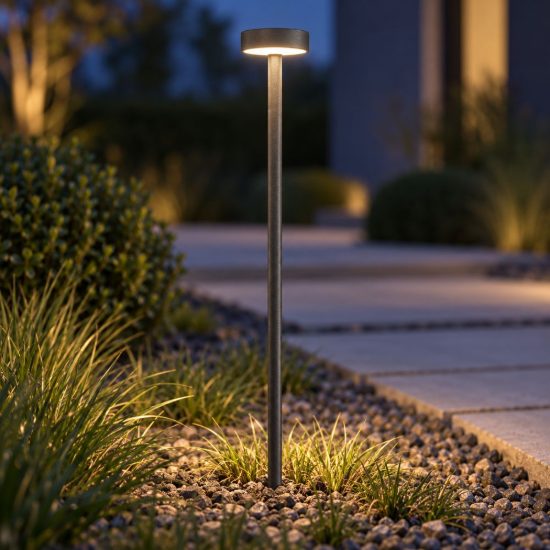 Gea luce ges2420 lampioncino da giardino paletto piccolo a disco antracite led 1,5w 4000k ip65
