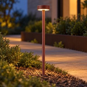 Gea luce ges2420 lampioncino da giardino paletto piccolo a disco marrone scuro led 1,5w 3000k ip65