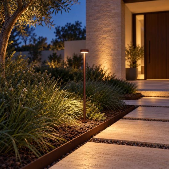 Gea luce ges2420 lampioncino da giardino paletto piccolo a disco marrone scuro led 1,5w 3000k ip65