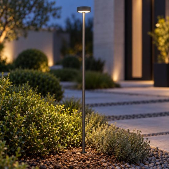 Gea luce ges2420 lampioncino da giardino paletto medio a disco antracite led 1,5w 3000k ip65