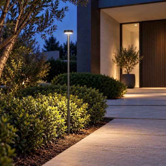 Gea luce ges2420 lampioncino da giardino paletto medio a disco antracite led 1,5w 3000k ip65