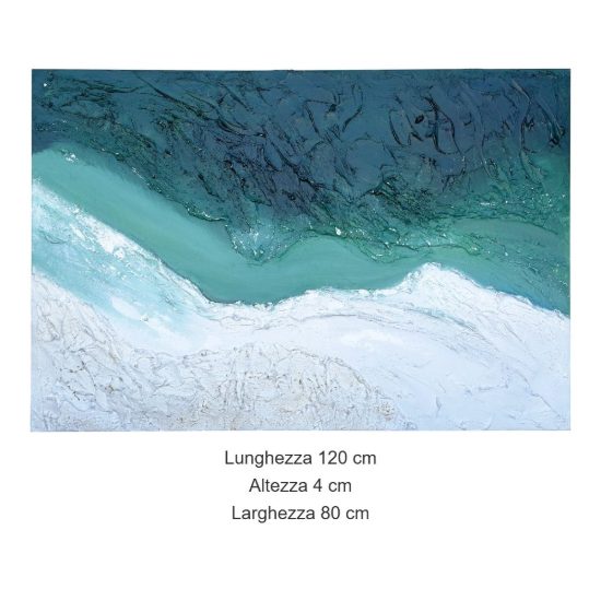 Quadro astratto moderno per camera da letto confine acqua materico a rilievo 80x120 cm