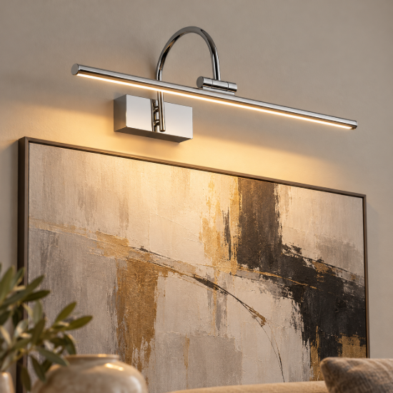 Applique da parete lineare moderna cromo per salotto led 8w 3000k