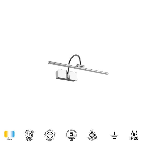 Applique da parete lineare moderna cromo per salotto led 8w 3000k