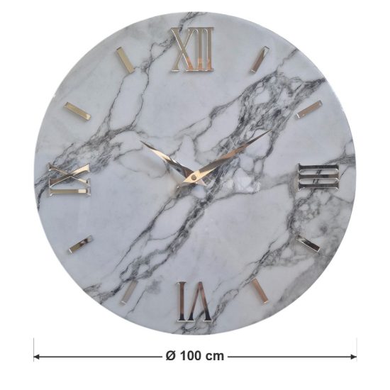 Orologio 100cm grande da muro tondo effetto particolare marmo