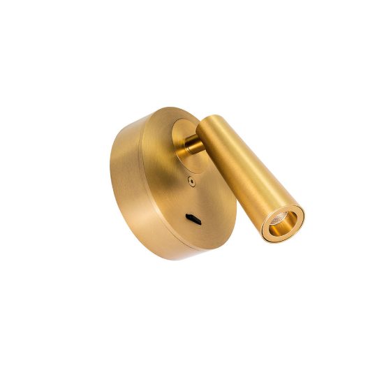 Gea luce gap 580 applique da parete con faretto orientabile led 3w 3000k rotonda oro